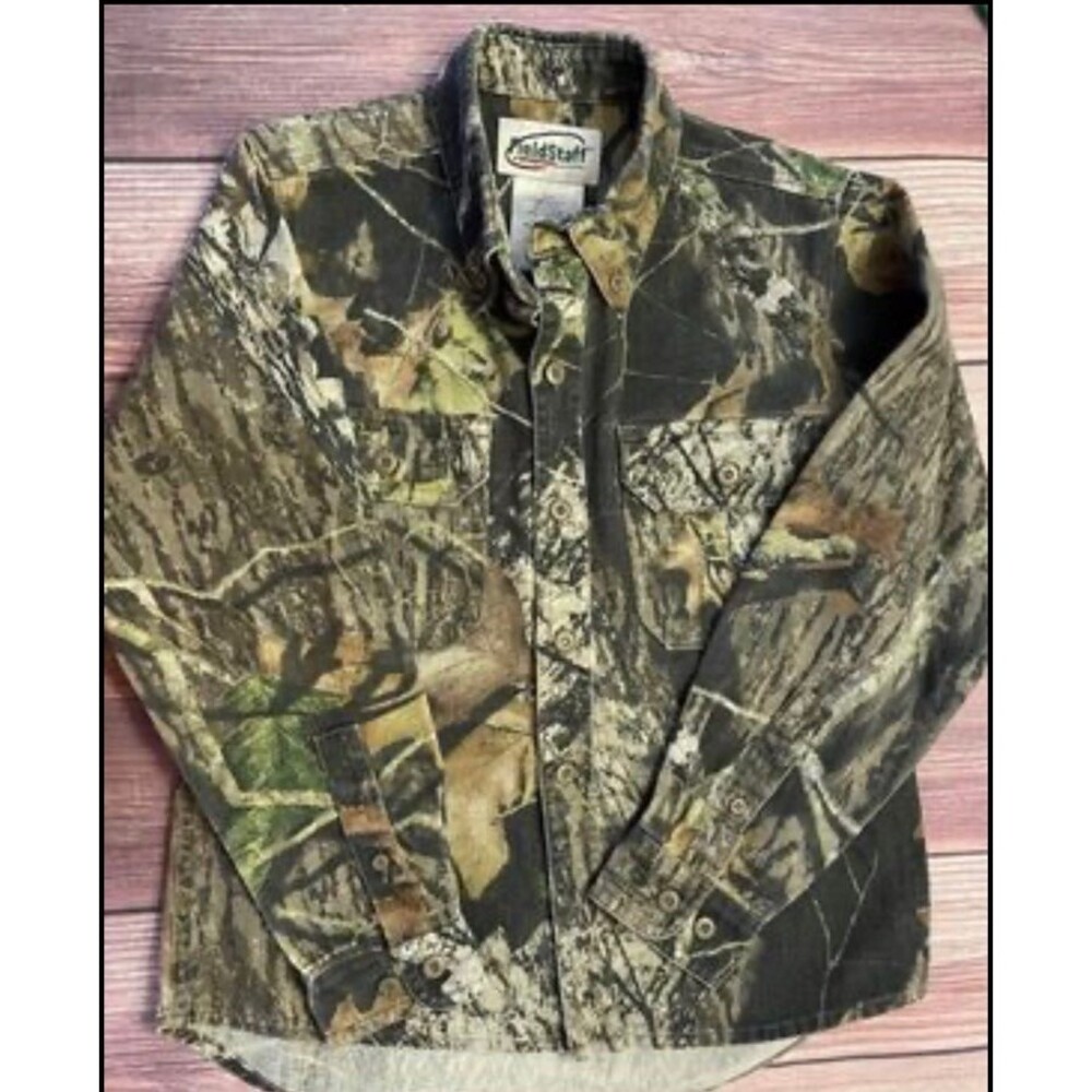 Mossy Oak FieldStaff Hunting Camouflage Long Sleeve Shirt, Youth Medium 10-12